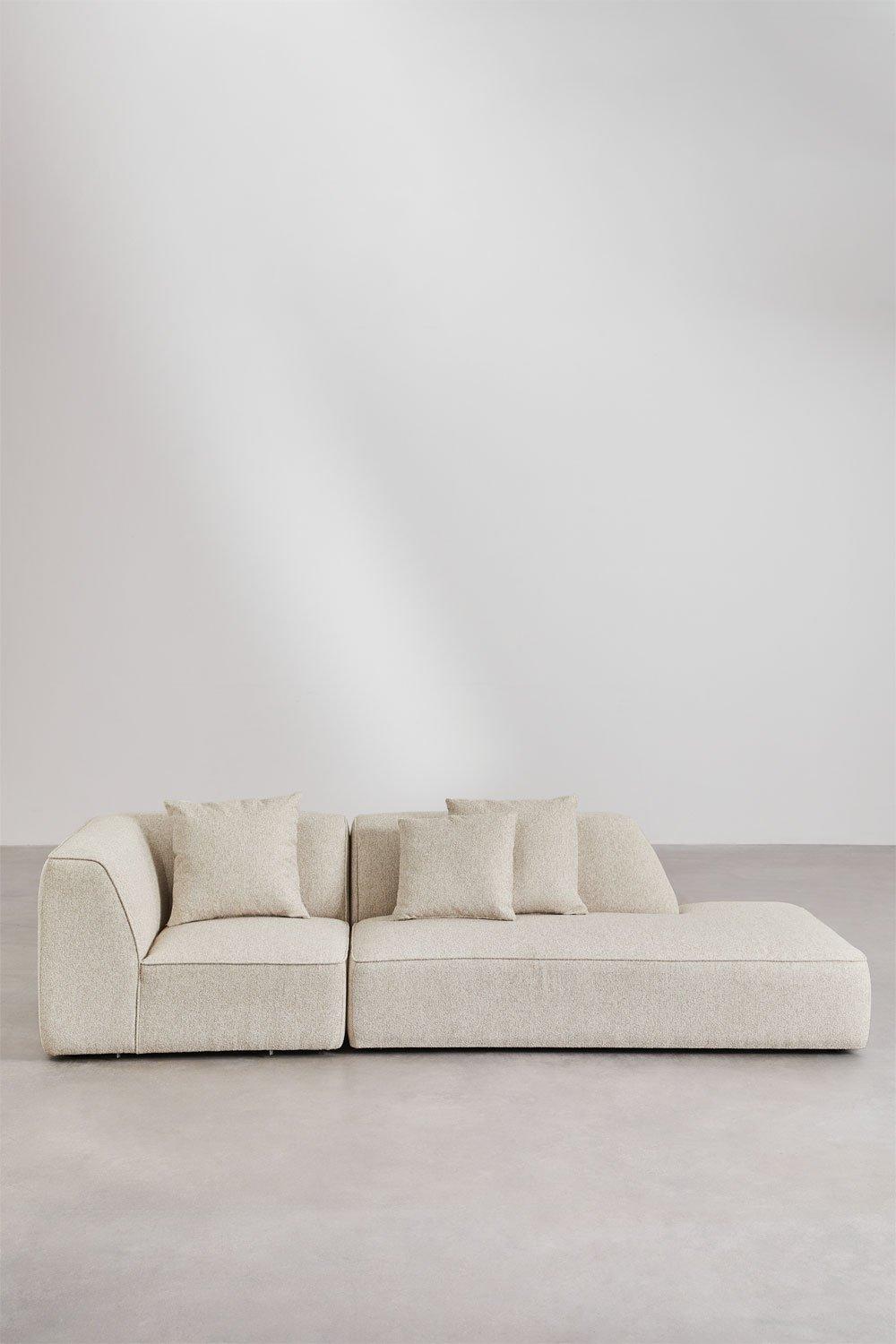 Sklum Canapé D'angle Modulable 2 Pièces Avec Méridienne Droite En Tissu Bouclé Cardea