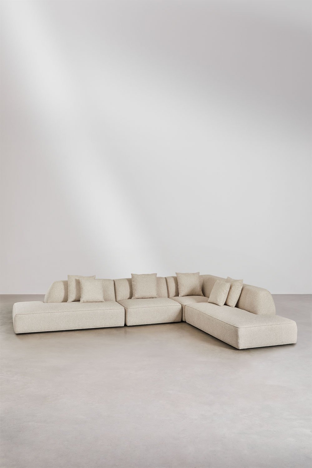 Sklum Canapé D'angle Modulable 4 Pièces Avec Méridienne Double En Tissu Bouclé Cardea