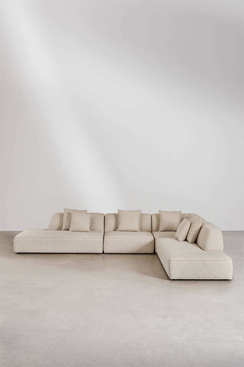 Sklum Canapé D'angle Modulable 4 Pièces Avec Méridienne Double En Tissu Bouclé Cardea