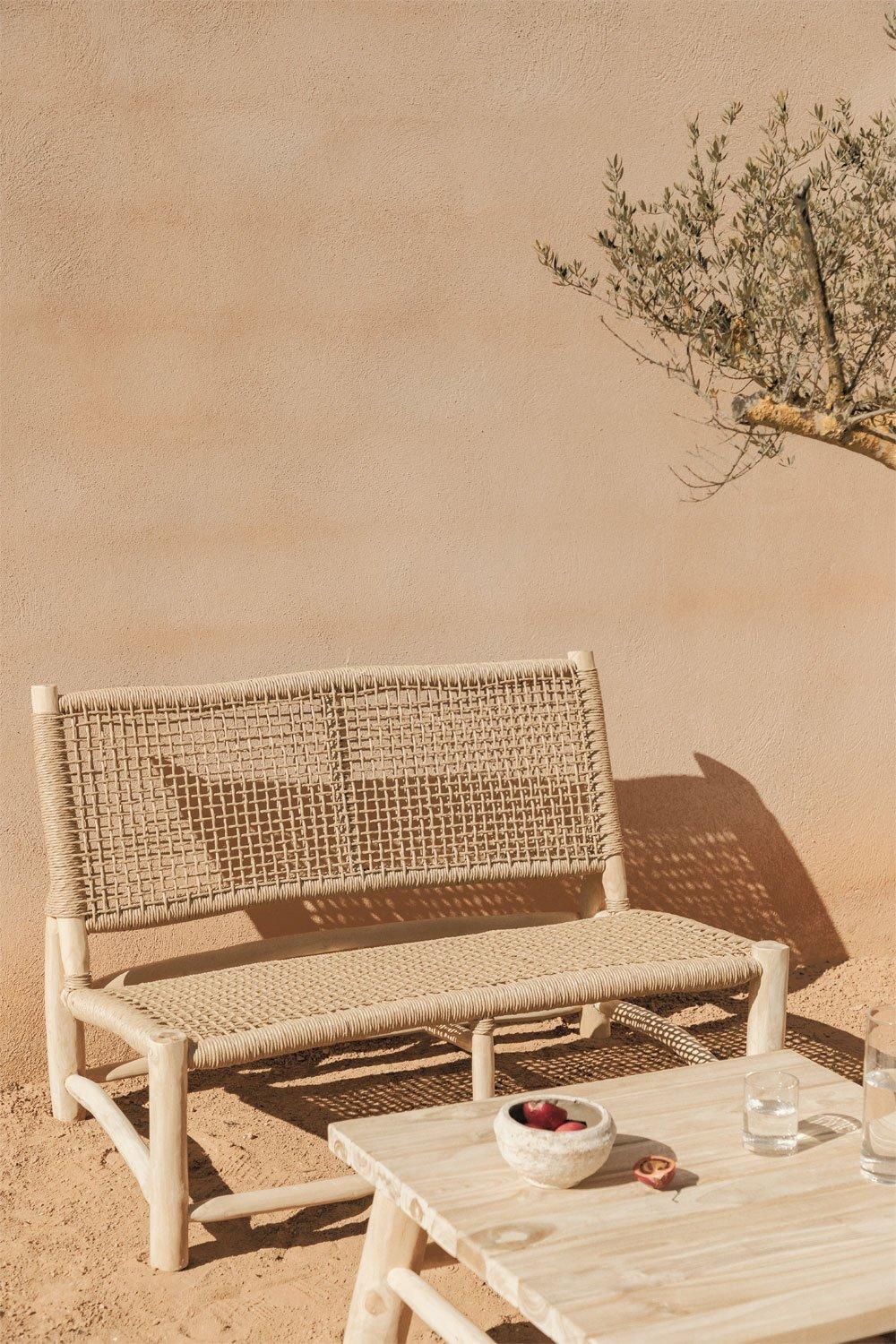 sklum Canapé de jardin 2 places en bois de Teck Bientina