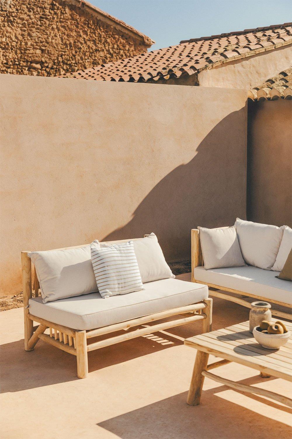 sklum Canapé de jardin 2 places sans accoudoirs en bois de teck Narel