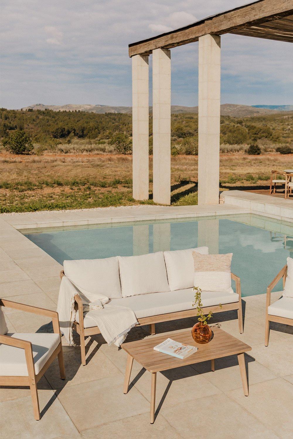 sklum Canapé de jardin 3 places en bois d'acacia Kaela