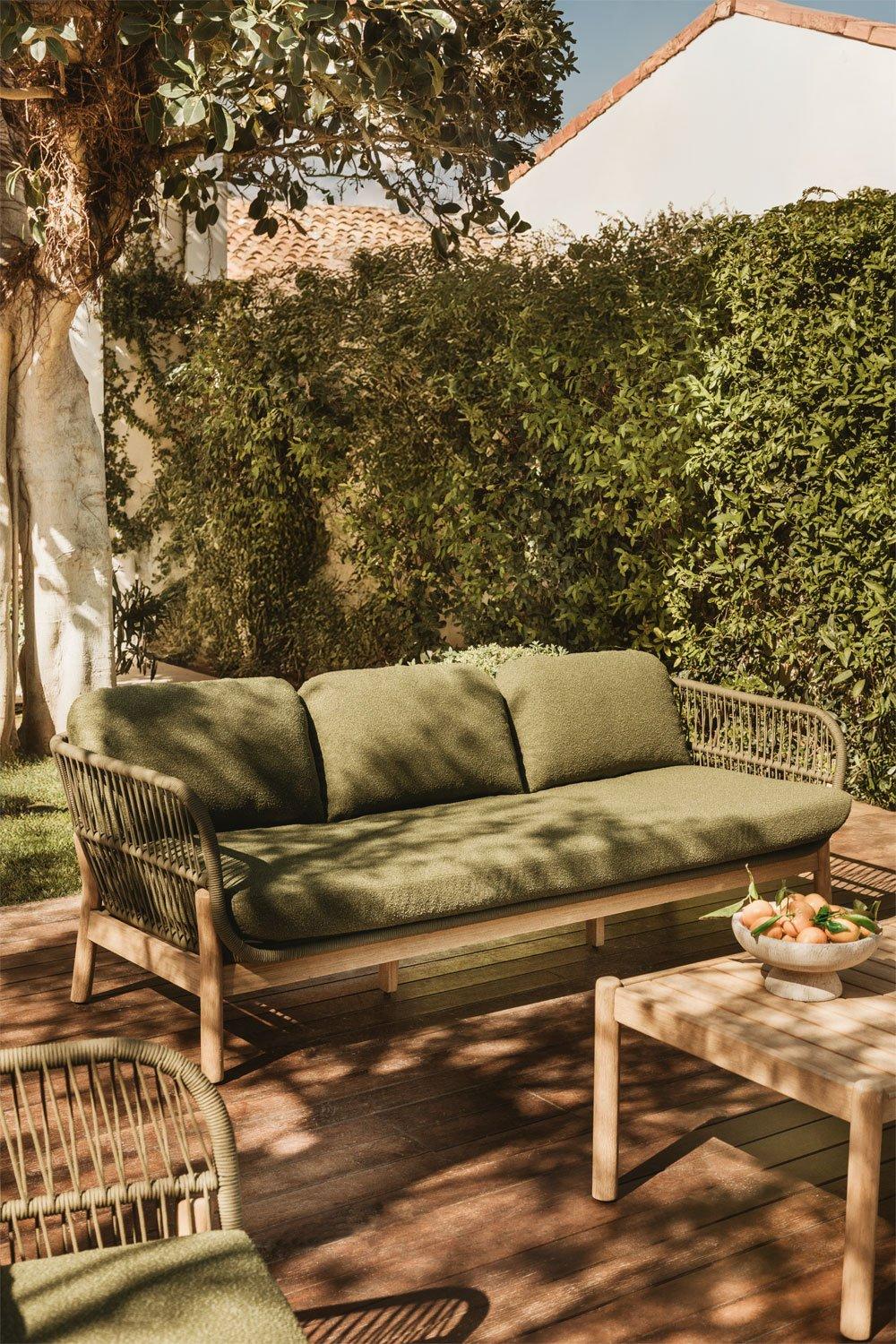 sklum Canapé de jardin 3 places Karvia en aluminium et bois d'acacia