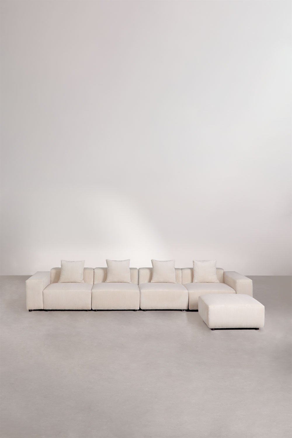 Sklum Canapé Modulable 4 Pièces Avec Accoudoirs Bas Et Pouf (↔︎400 Cm) Bruna