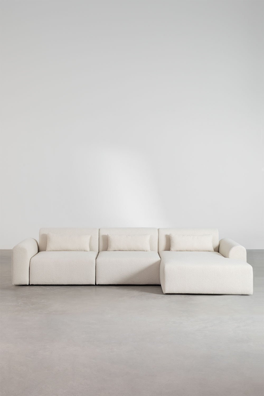 Sklum Canapé Modulable Méridienne Droite 3 Pièces En Peau Lainée Borjan