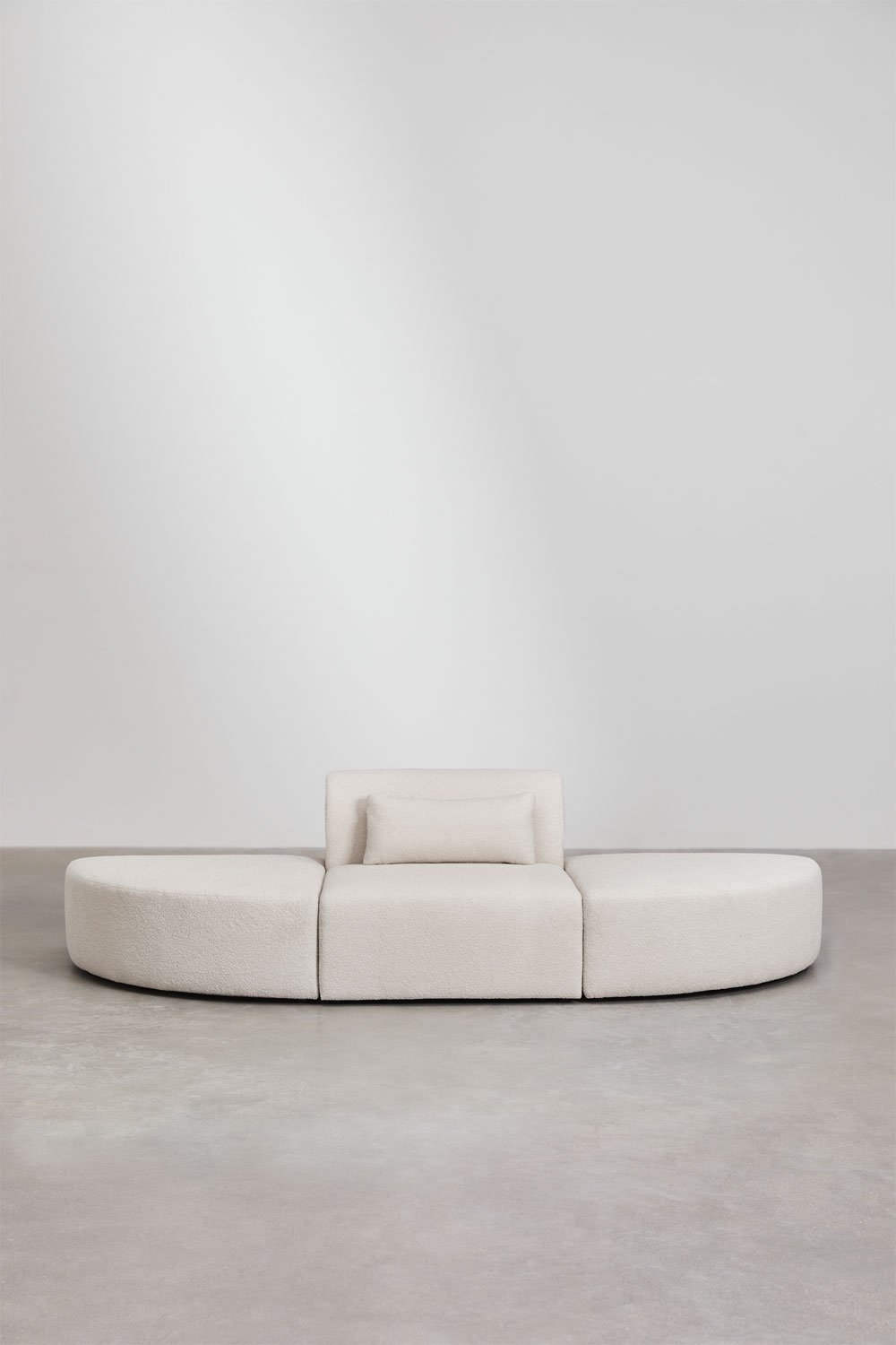 Sklum Canapé Modulaire 1 Pièce Avec 2 Poufs Triangulaires En Tissu Bouclette Borjan