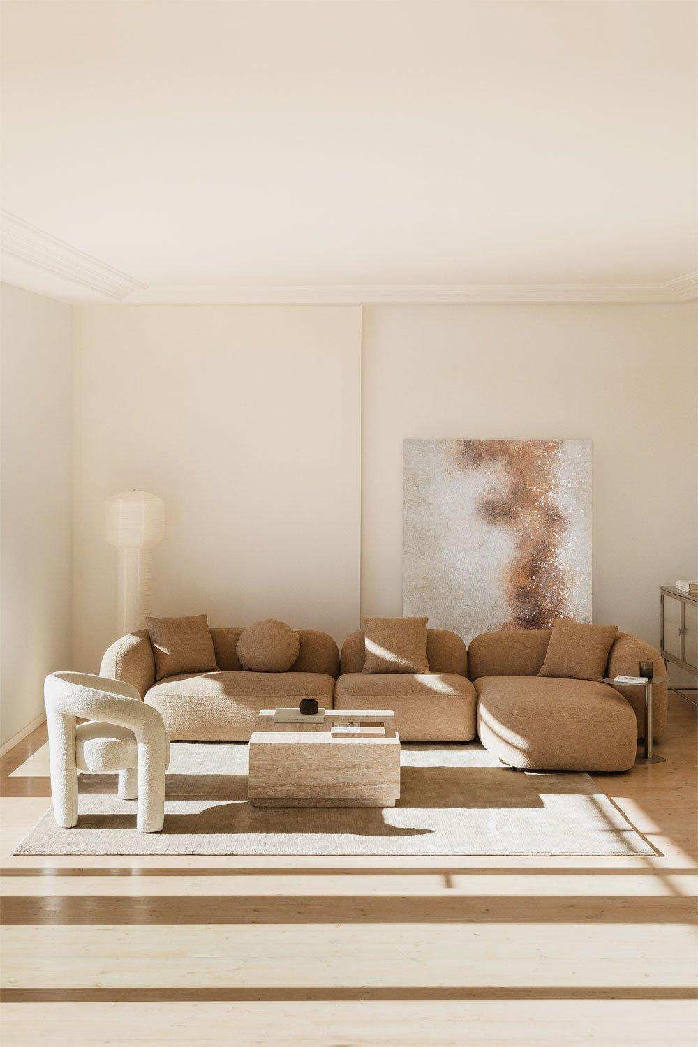 sklum Canapé modulaire avec méridienne droite en 3 pièces en chenille Coco