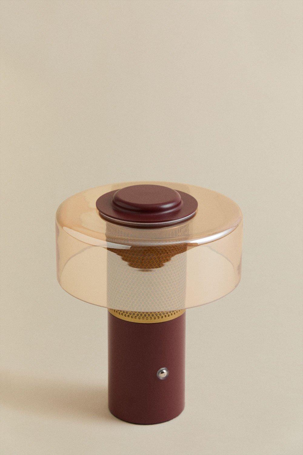 Sklum Candeeiro De Mesa LED Sem Fios Elfriede Em Vidro E Aço