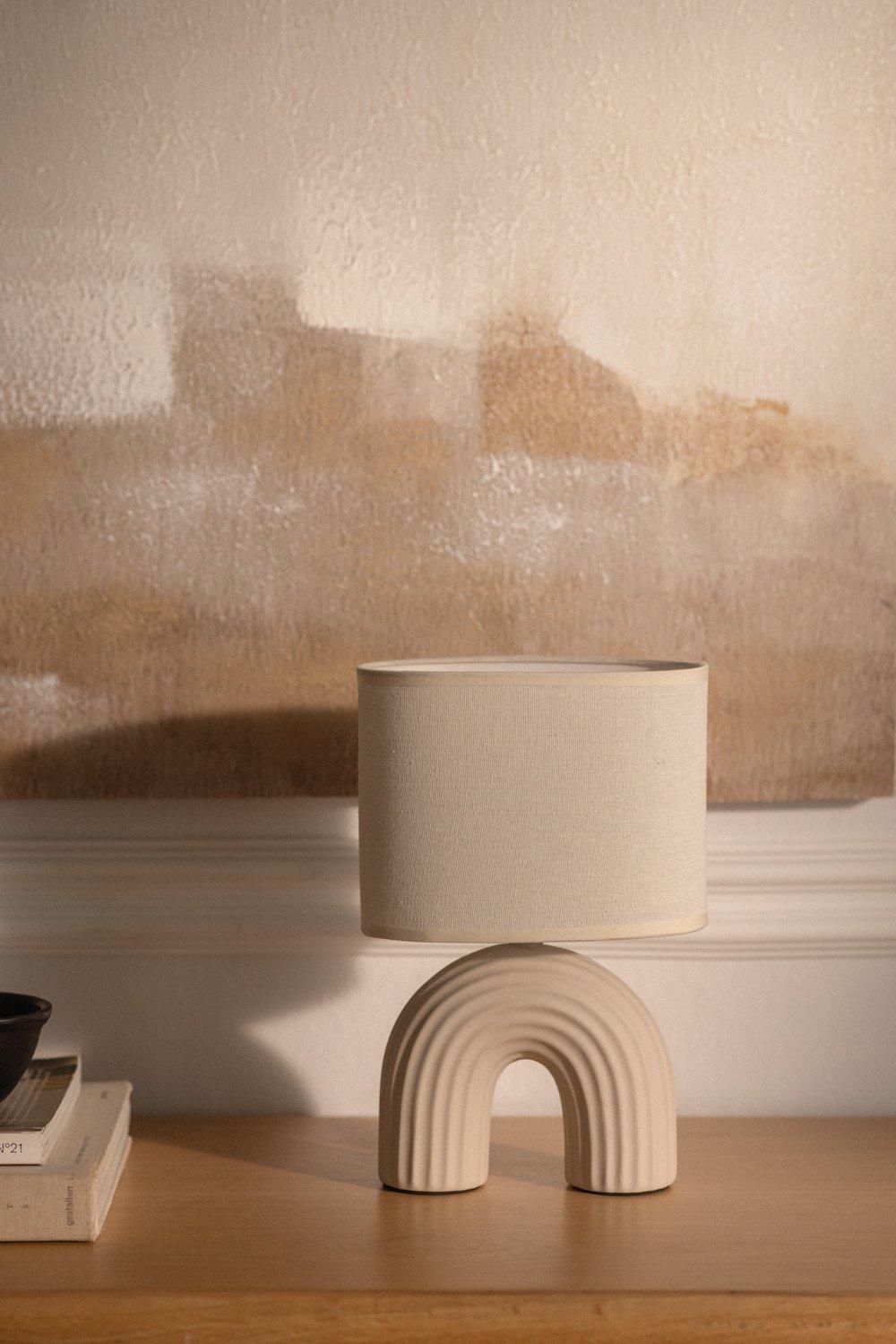 sklum Candeeiro de mesa Soliva 30cm em cerâmica e linho