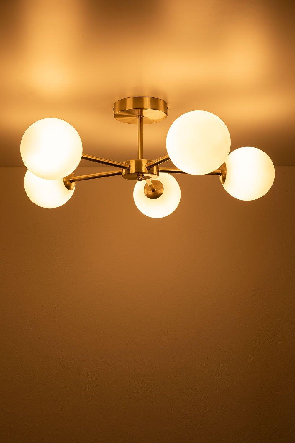 Sklum Ceiling Lamp In Iron And 5 Glass Balls Castefi