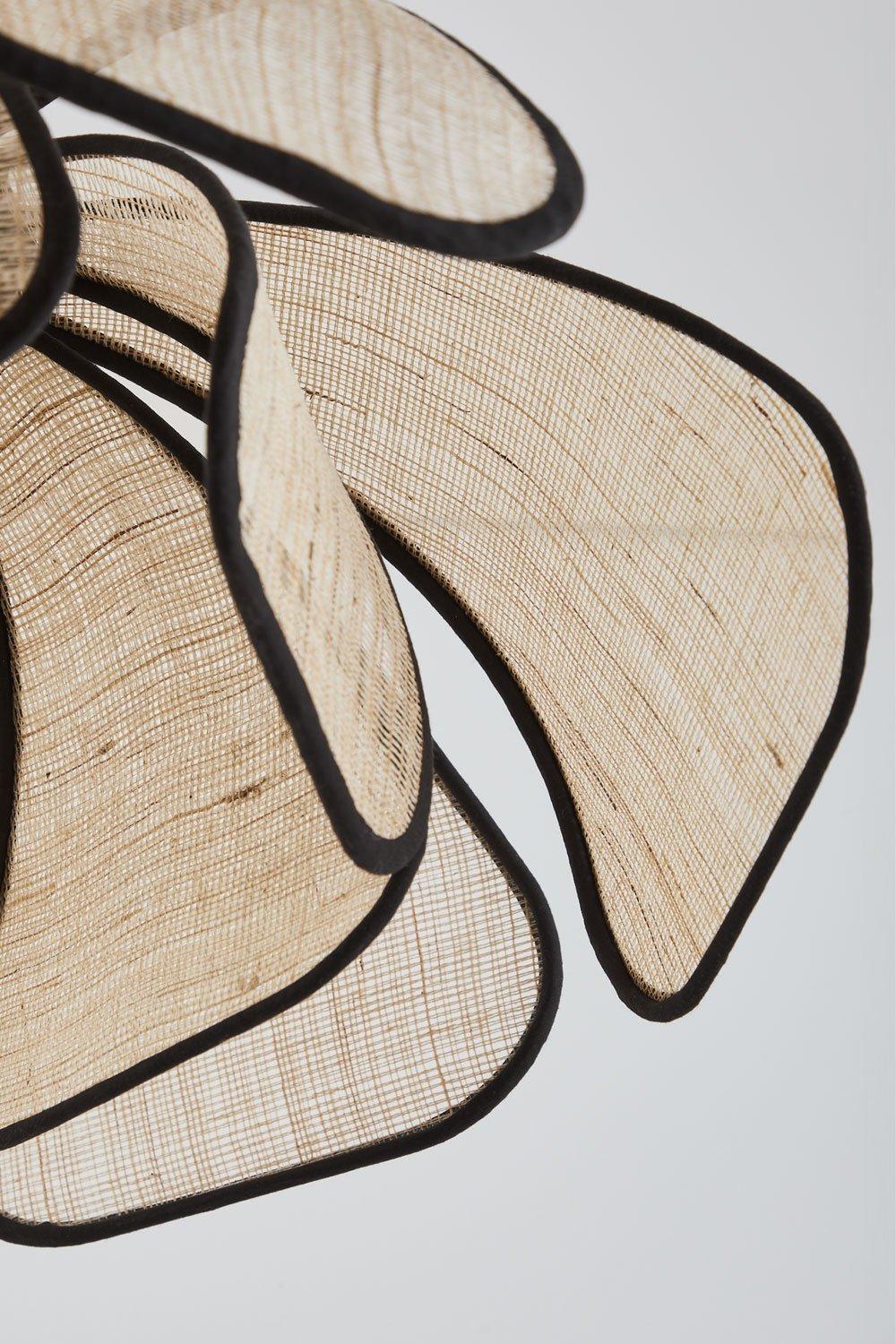 Sklum Ceiling Lamp Ø50 Cm In Linen And Natural Cotton - Black Vidson