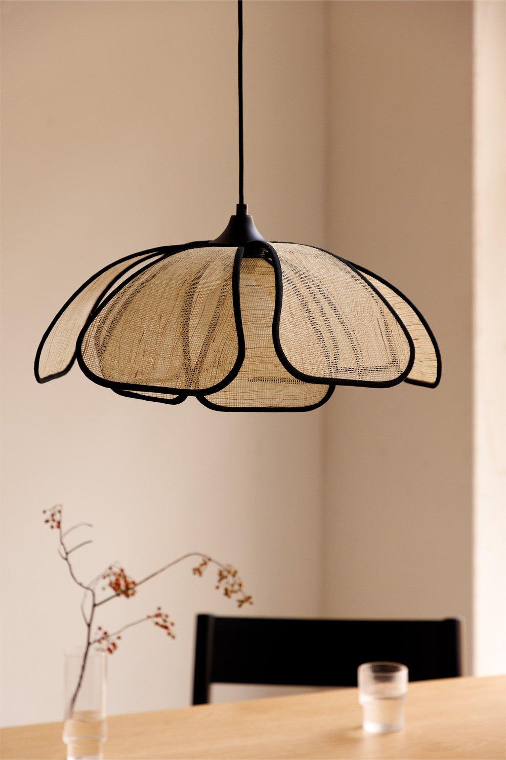 sklum Ceiling lamp Ø50 cm in linen and natural cotton - black Vidson