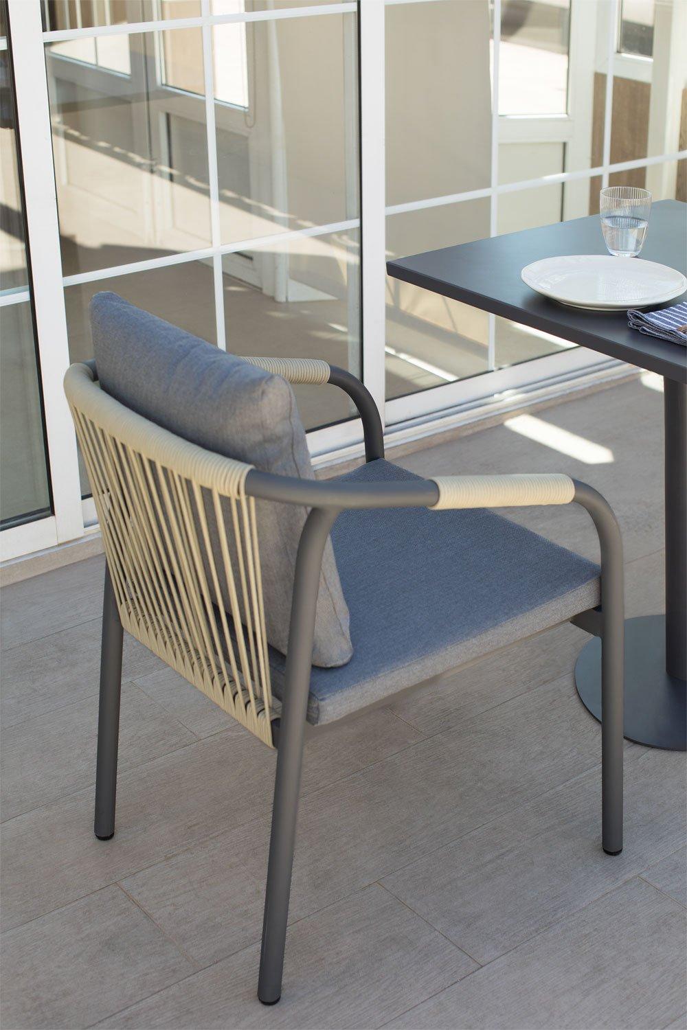 Sklum Chaise De Jardin Avec Accoudoirs En Aluminium Et Corde Basper