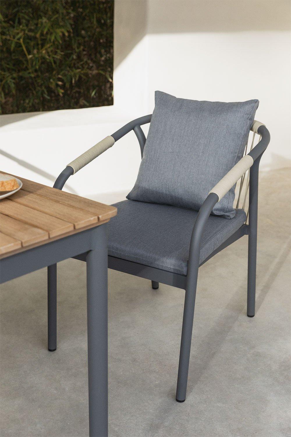 sklum Chaise de jardin avec accoudoirs en aluminium et corde Basper