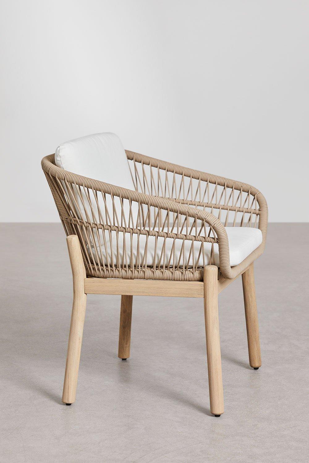 Sklum Chaise De Jardin Avec Accoudoirs En Bois D'acacia Et Corde Tressée Karvia