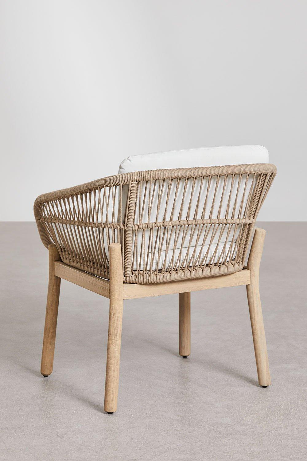 Sklum Chaise De Jardin Avec Accoudoirs En Bois D'acacia Et Corde Tressée Karvia