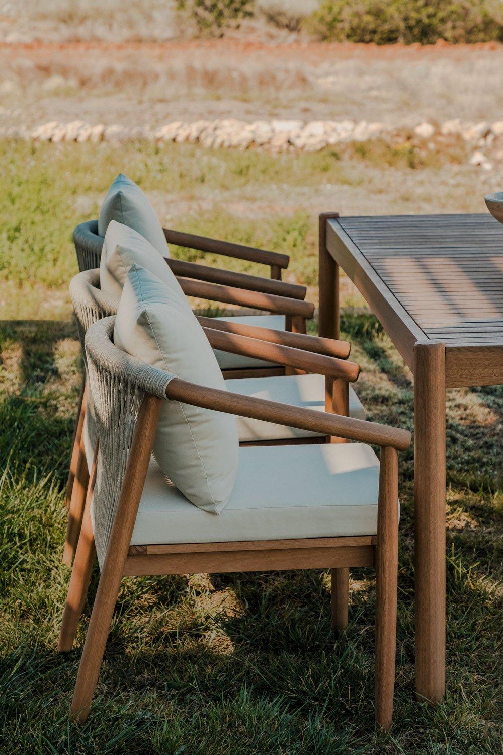 sklum Chaise de jardin avec accoudoirs en bois d'eucalyptus Aderyn
