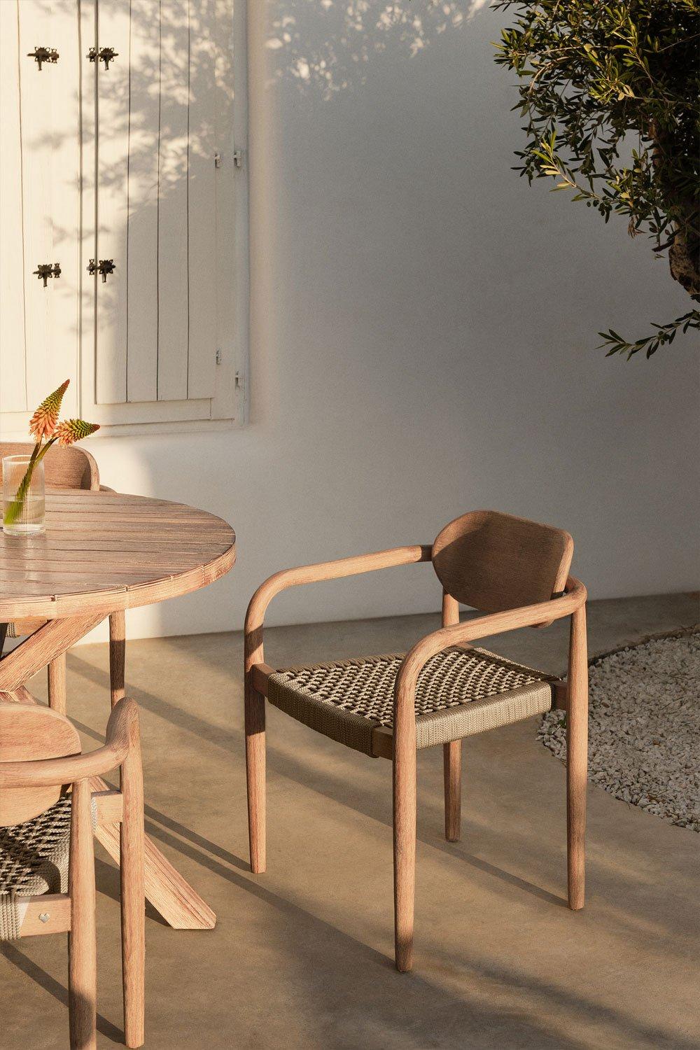 sklum Chaise de jardin avec accoudoirs en bois Naele