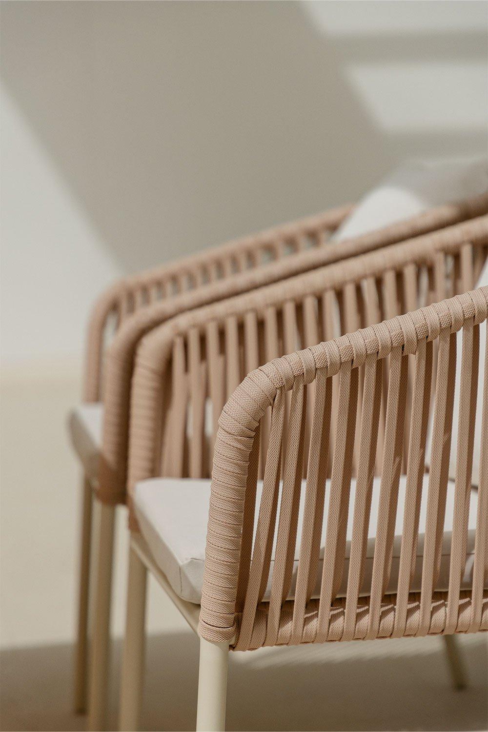 Sklum Chaise De Jardin Classique Arhiza Avec Accoudoirs En Aluminium Et Corde Tressée