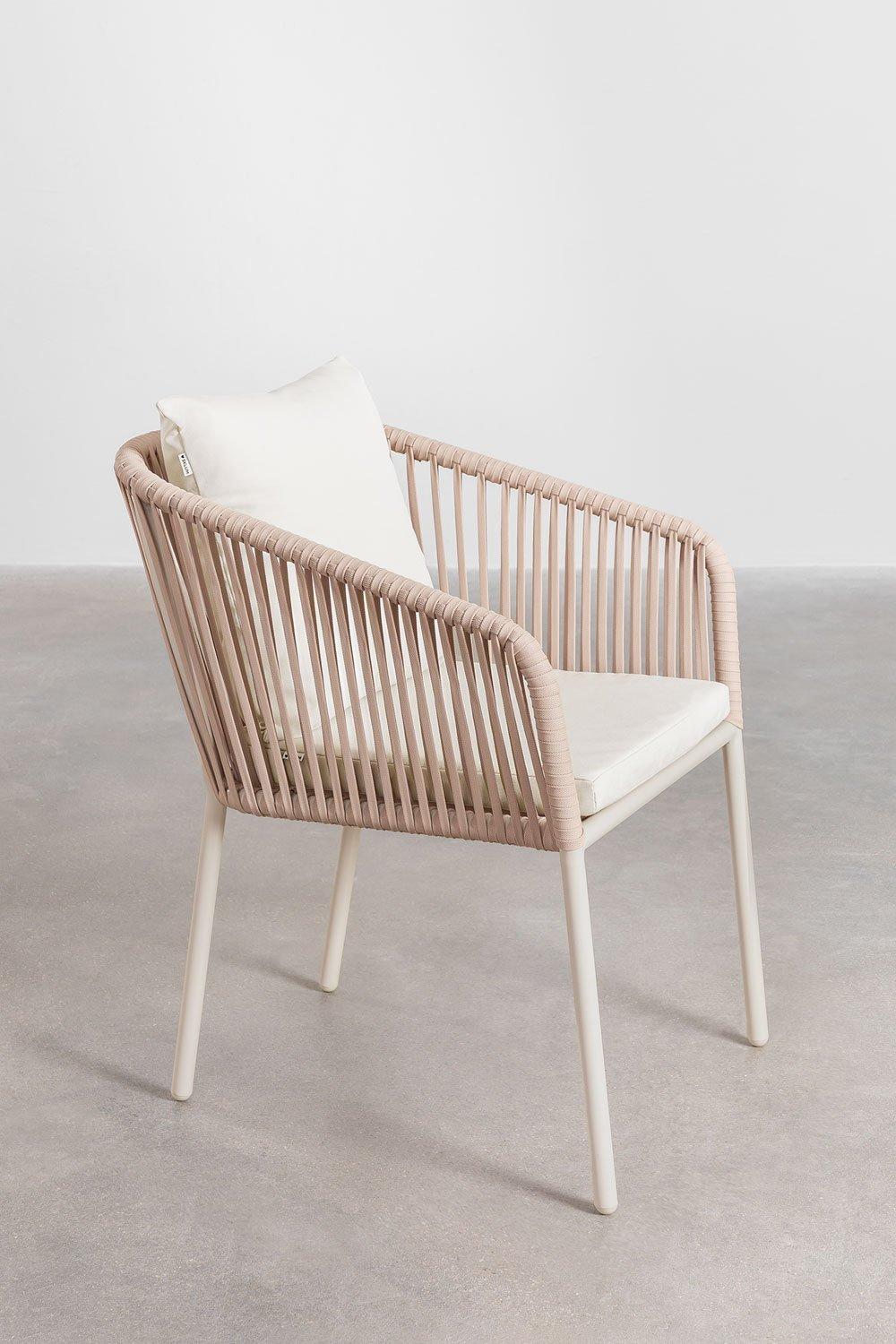 Sklum Chaise De Jardin Classique Arhiza Avec Accoudoirs En Aluminium Et Corde Tressée