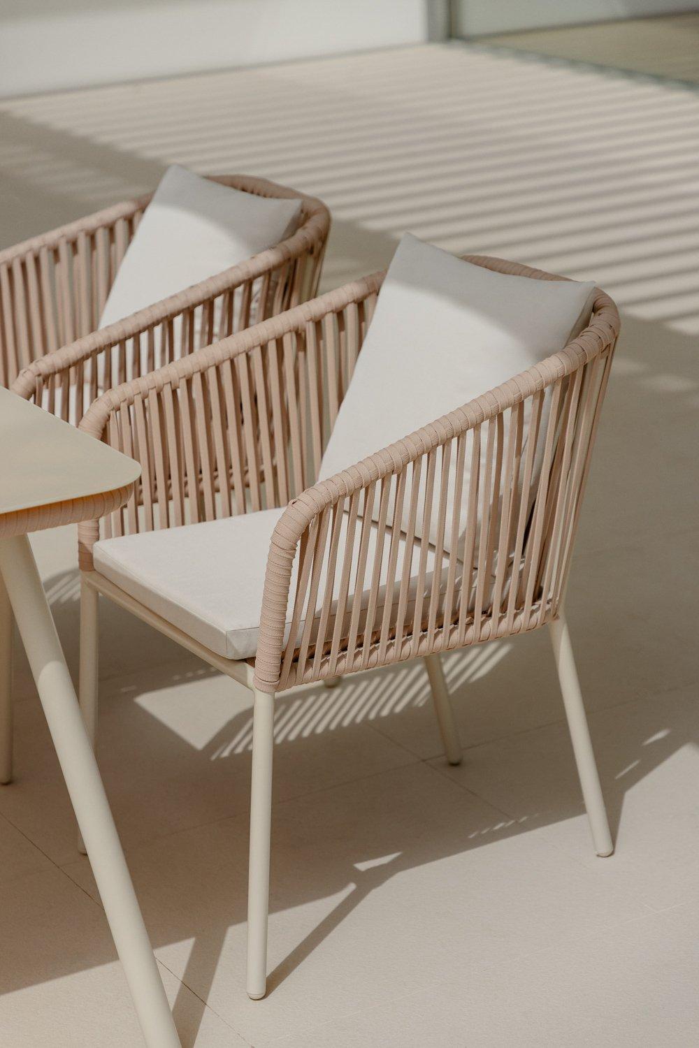 sklum Chaise de jardin classique Arhiza avec accoudoirs en aluminium et corde tressée