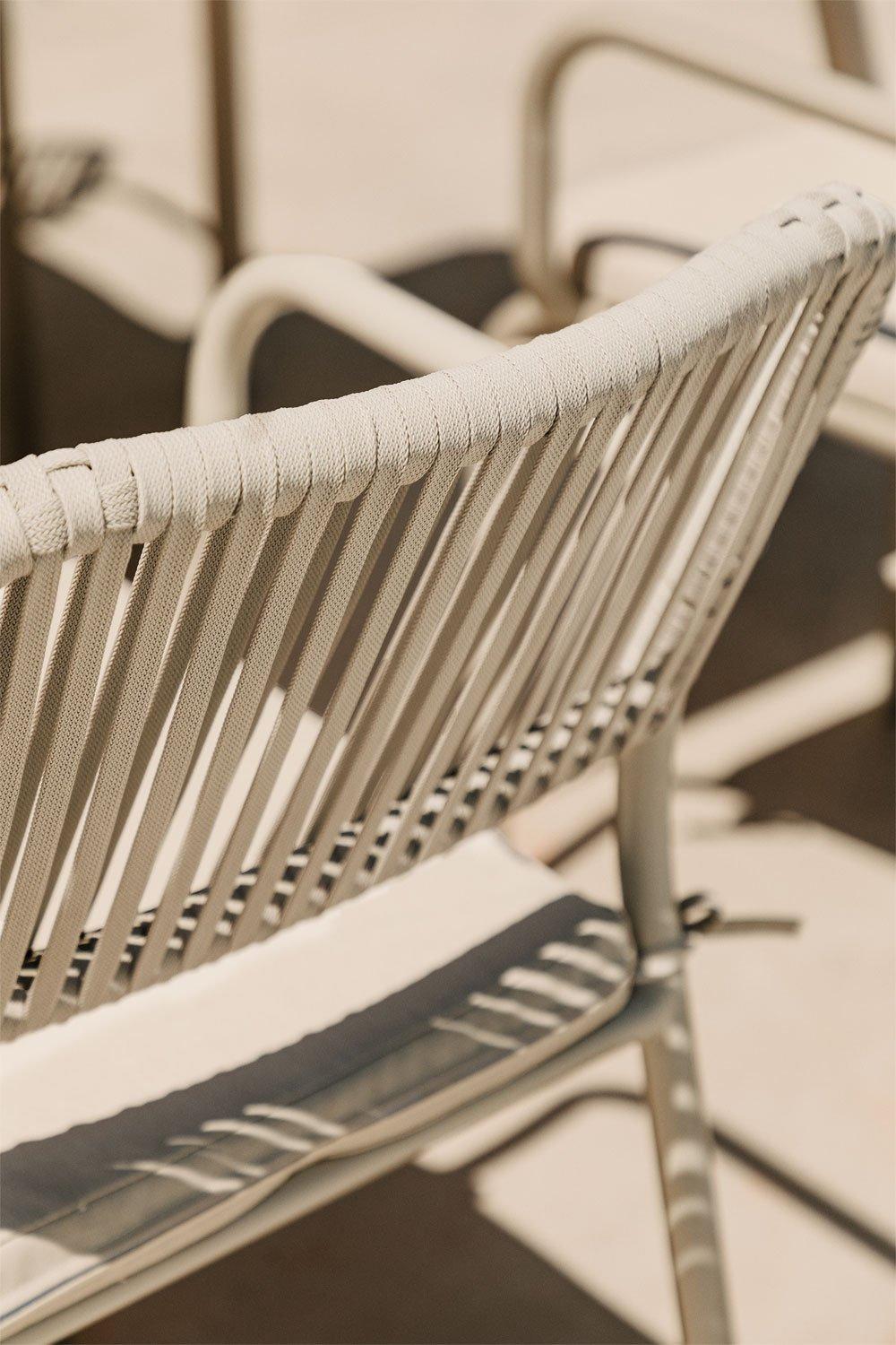 Sklum Chaise De Jardin Empilable Avec Accoudoirs En Aluminium Et Corde Tressée Arhiza