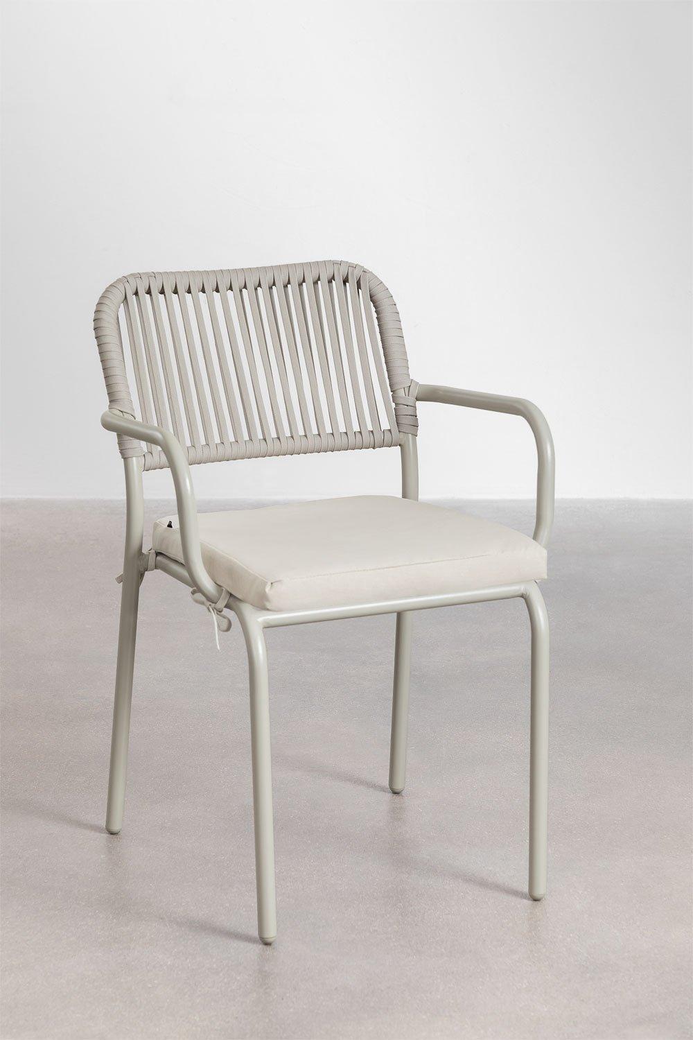 Sklum Chaise De Jardin Empilable Avec Accoudoirs En Aluminium Et Corde Tressée Arhiza