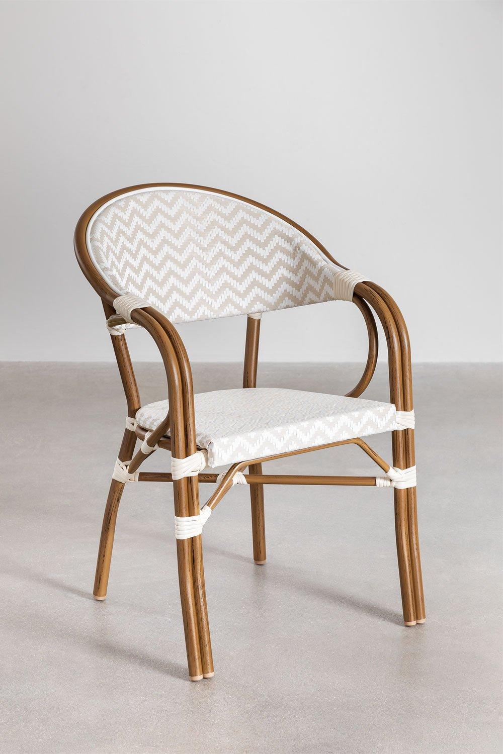 Sklum Chaise De Jardin Empilable Avec Accoudoirs En Aluminium Brielle Bistro