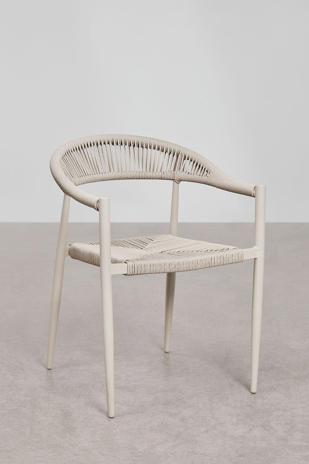 Sklum Chaise De Jardin Empilable Avec Accoudoirs En Aluminium Et Rotin Synthétique Amatria