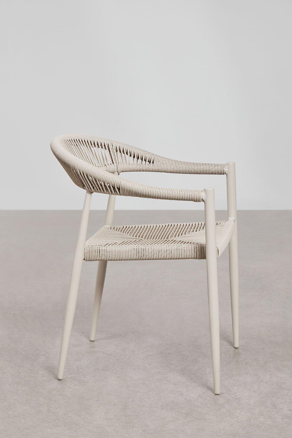 Sklum Chaise De Jardin Empilable Avec Accoudoirs En Aluminium Et Rotin Synthétique Amatria