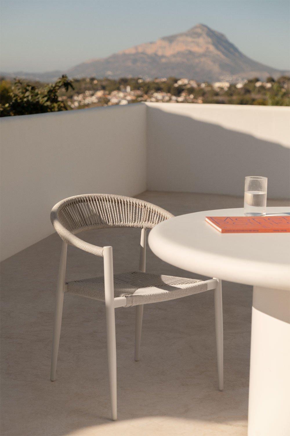 sklum Chaise de jardin empilable avec accoudoirs en aluminium et rotin synthétique Amatria