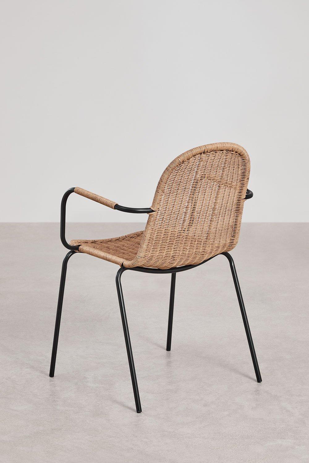 Sklum Chaise De Jardin Empilable Avec Accoudoirs En Rotin Synthétique Reiven