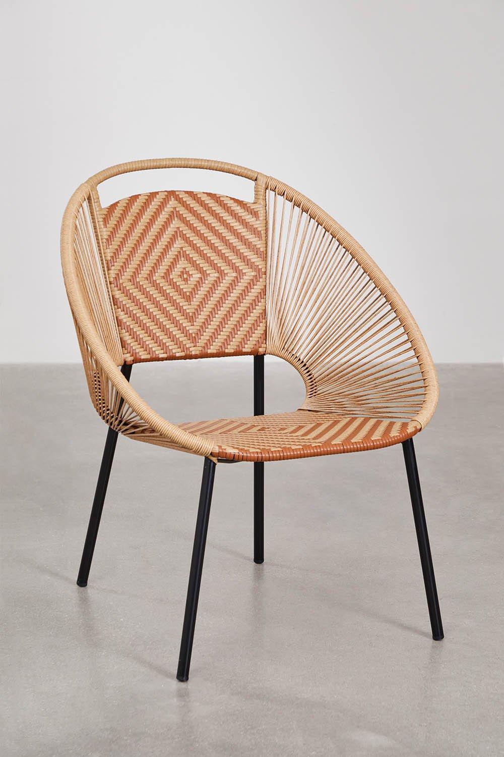 Sklum Chaise De Jardin Empilable Cintia En Fer Et Osier Synthétique
