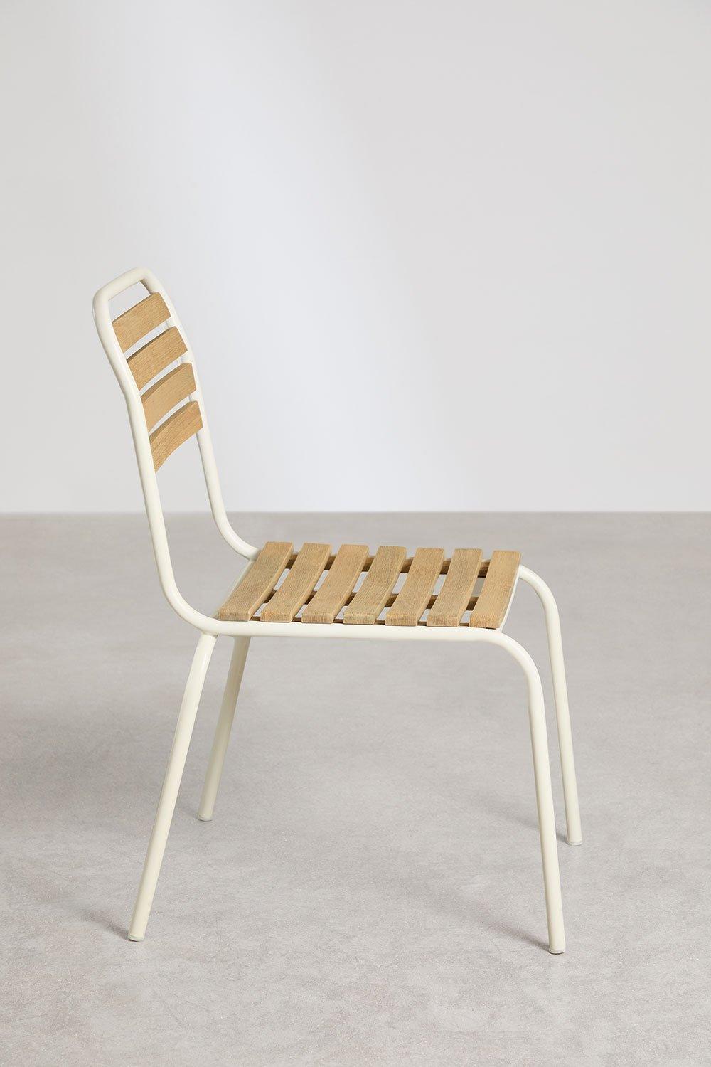 Sklum Chaise De Jardin Empilable En Acier Et Bois D'acacia Artus