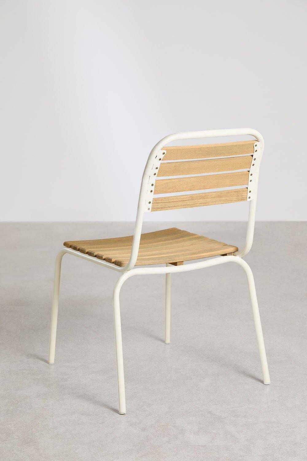 Sklum Chaise De Jardin Empilable En Acier Et Bois D'acacia Artus