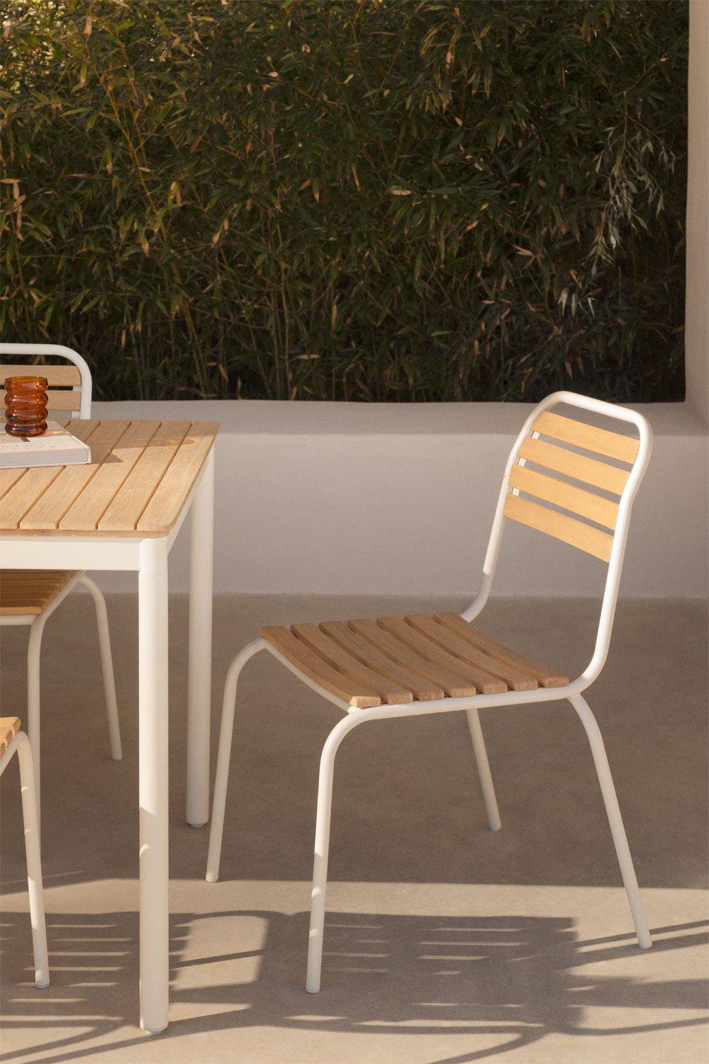 sklum Chaise de jardin empilable en acier et bois d'acacia Artus