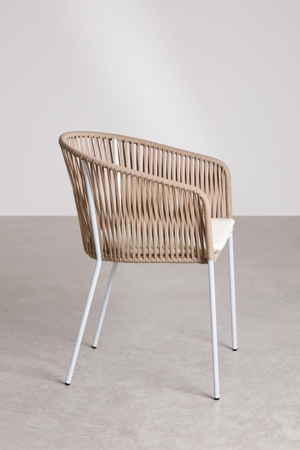 Sklum Chaise De Jardin Empilable Jocelyn Avec Accoudoirs En Fer Et Corde Tressée