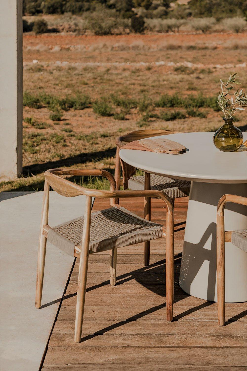 sklum Chaise de jardin en bois d'acacia et corde tressée Mallory