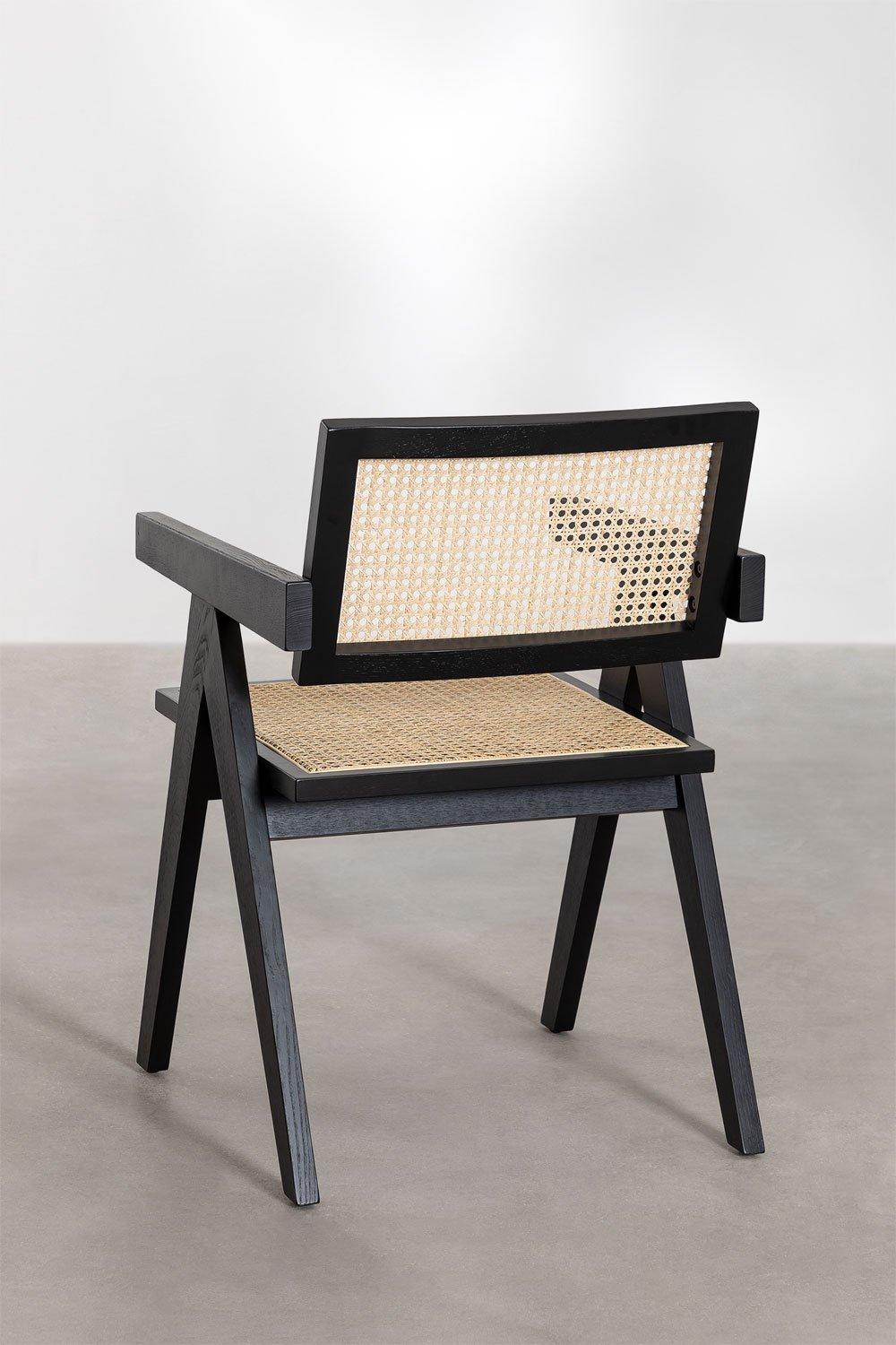 Sklum Chaise De Salle à Manger Avec Accoudoirs En Bois De Frêne Et Rotin Lali