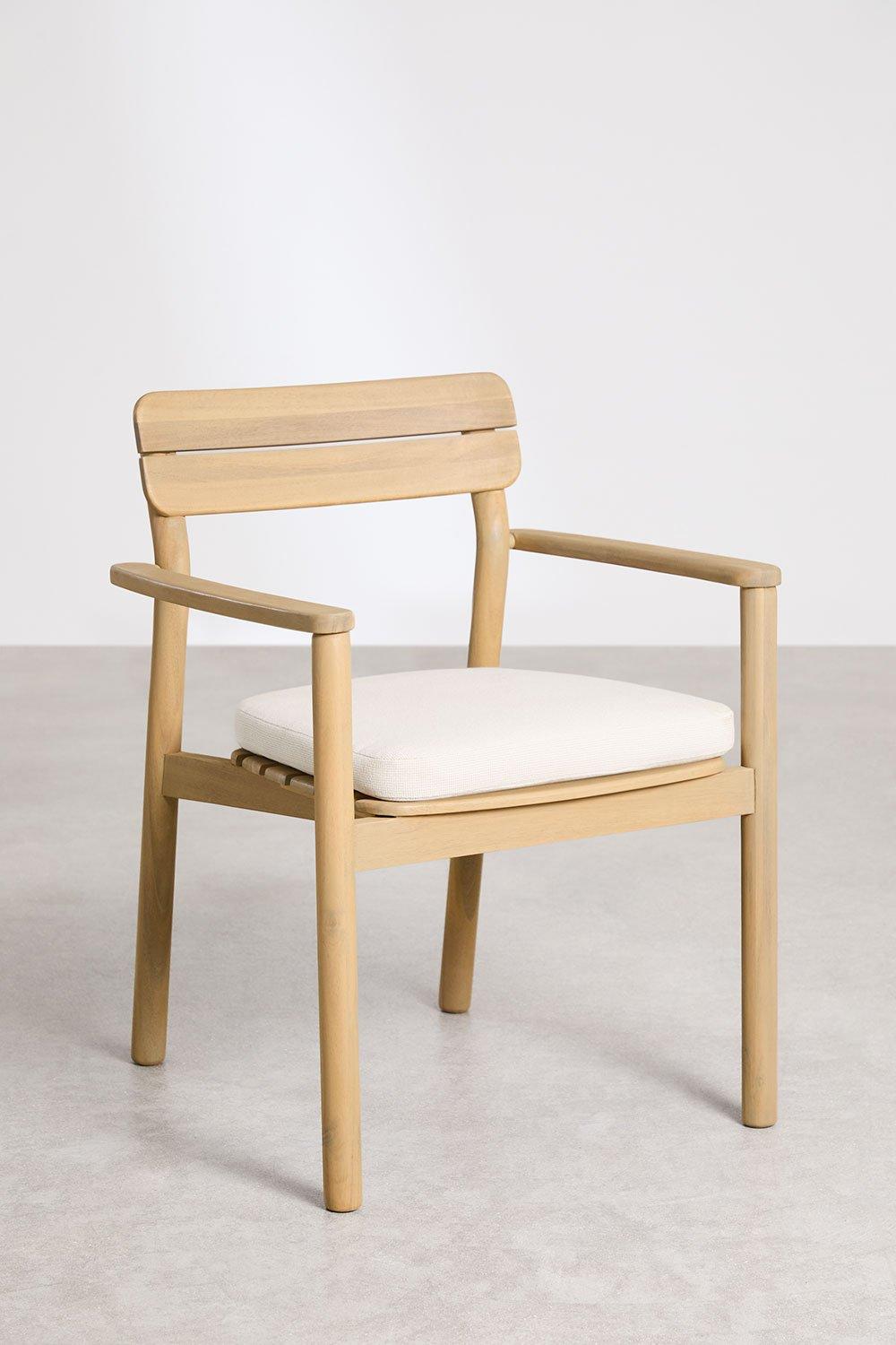 sklum Chaise de salle à manger avec accoudoirs en bois d'acacia Saira