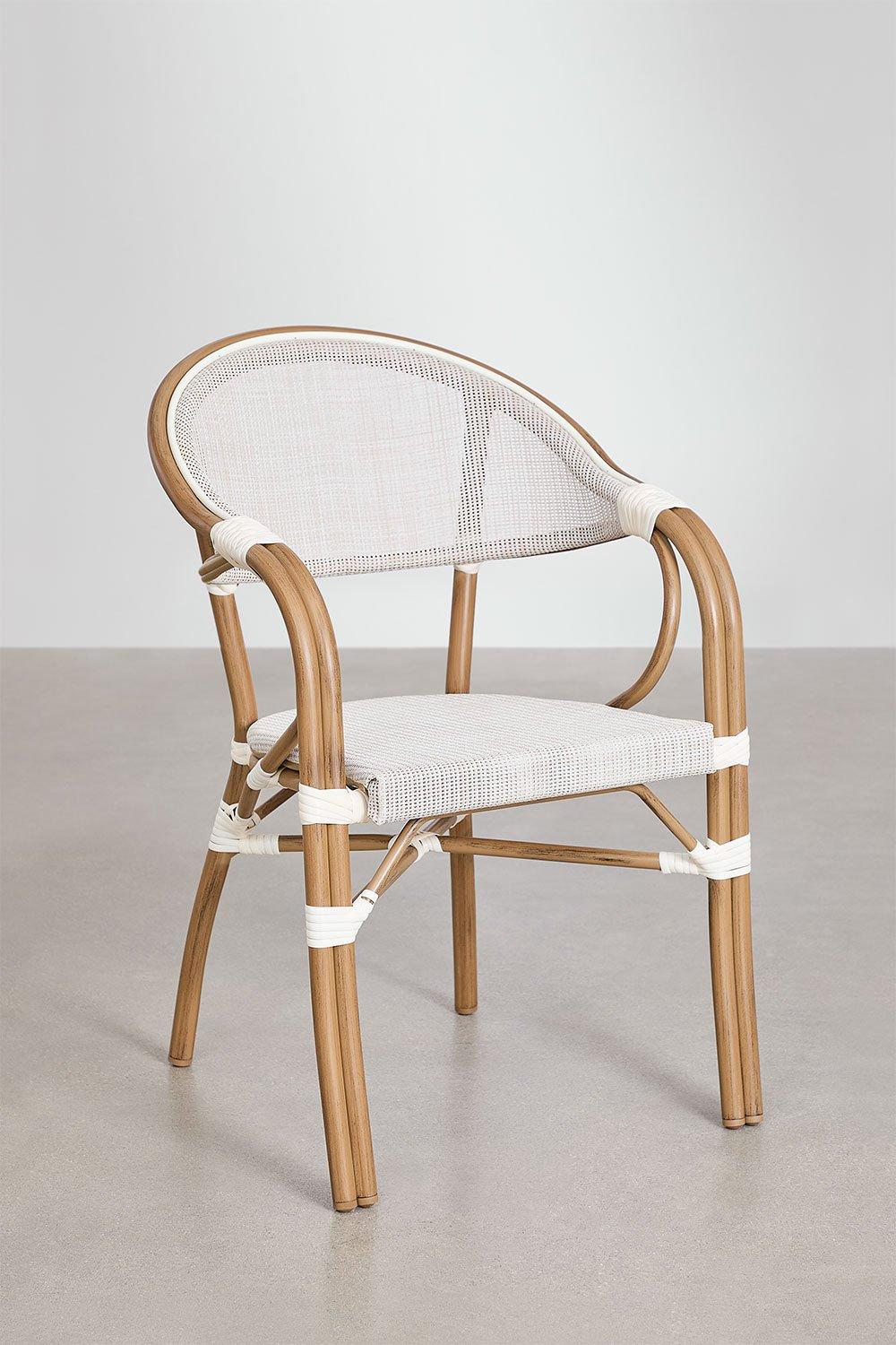 Sklum Chaise De Salle à Manger Empilable Avec Accoudoirs En Textilène Et Aluminium Brielle Bistro