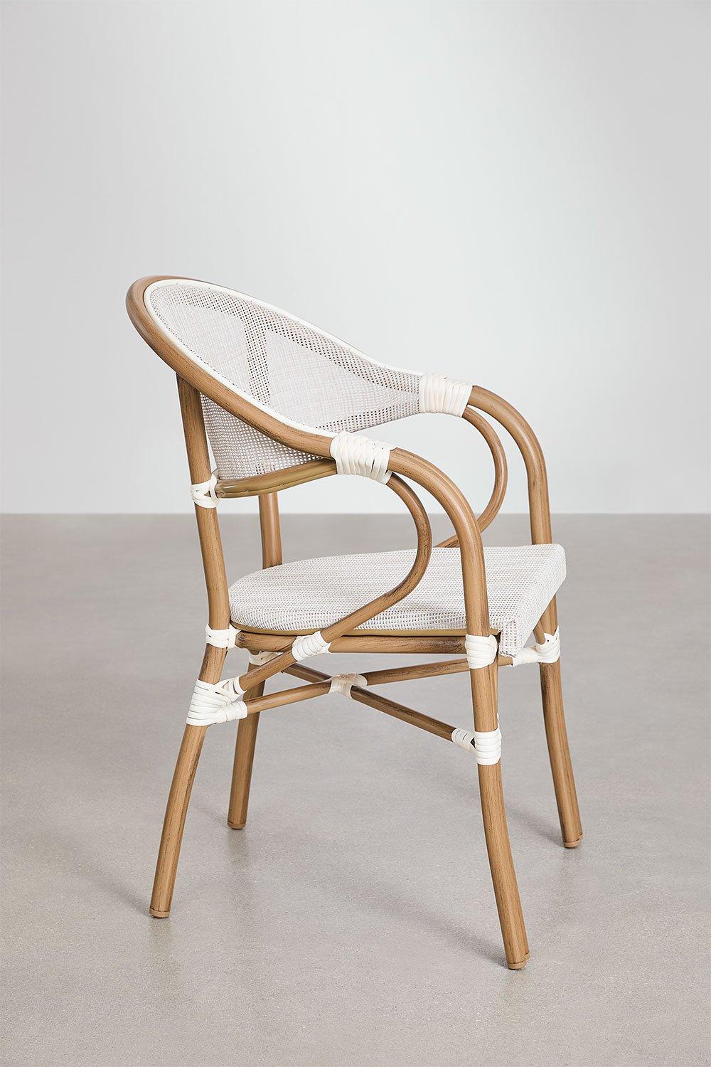 Sklum Chaise De Salle à Manger Empilable Avec Accoudoirs En Textilène Et Aluminium Brielle Bistro