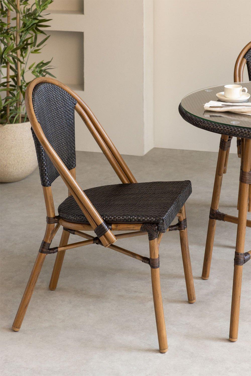 sklum Chaise de salle à manger empilable classique Brielle Bistro en textilène et aluminium