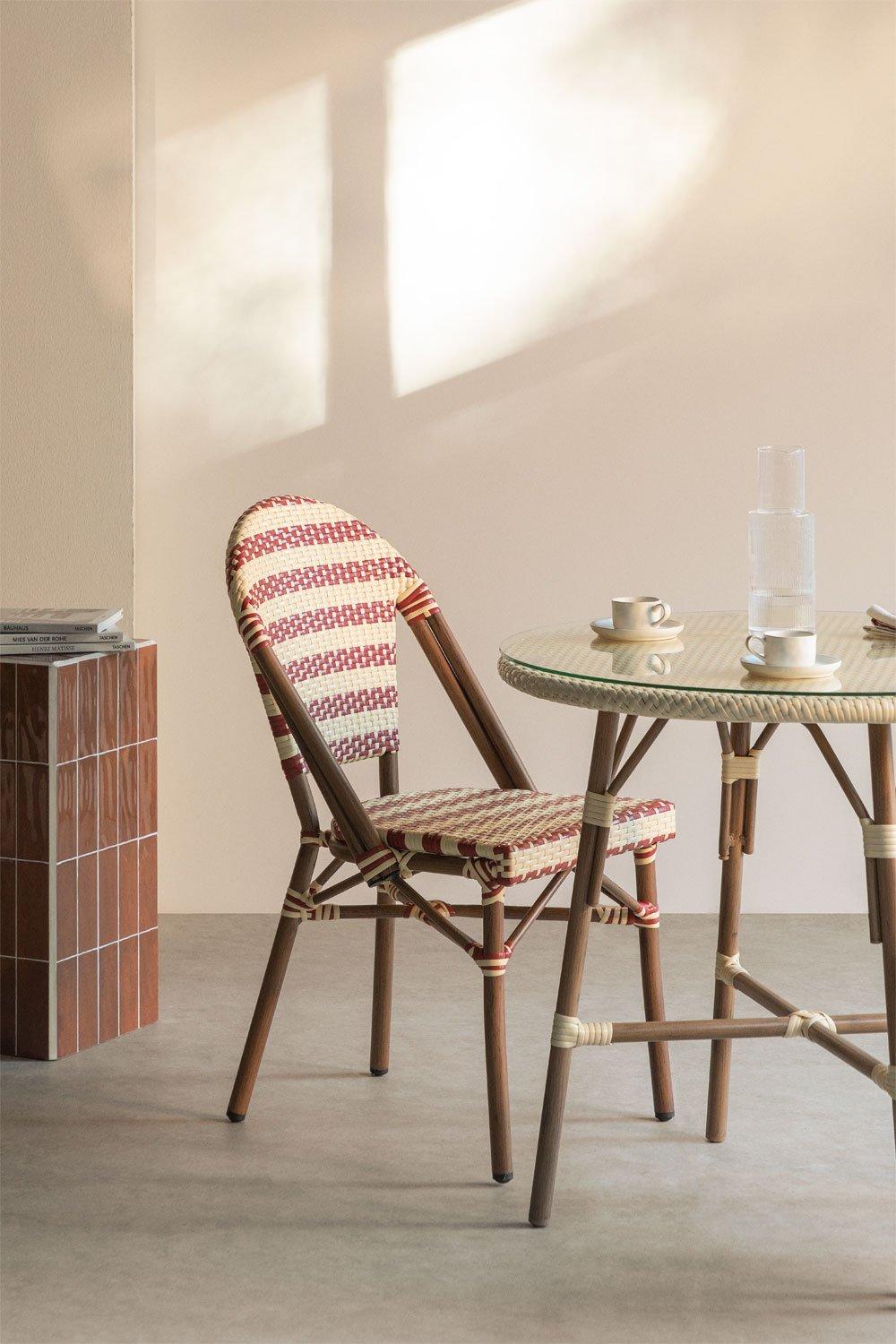 sklum Chaise de salle à manger empilable en rotin synthétique et aluminium Solange Bistro