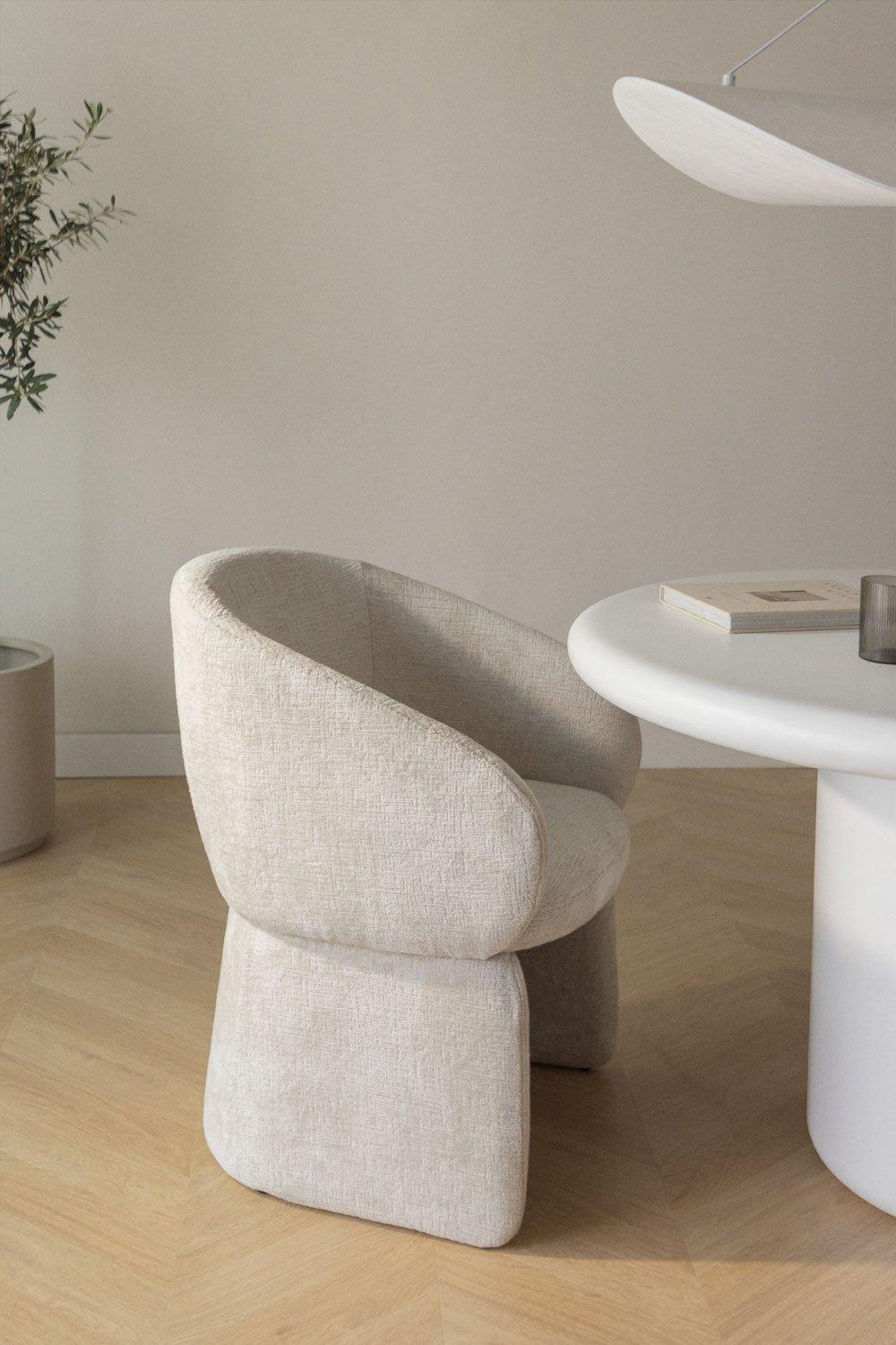 sklum Chaise de salle à manger en chenille Vasilis avec accoudoirs