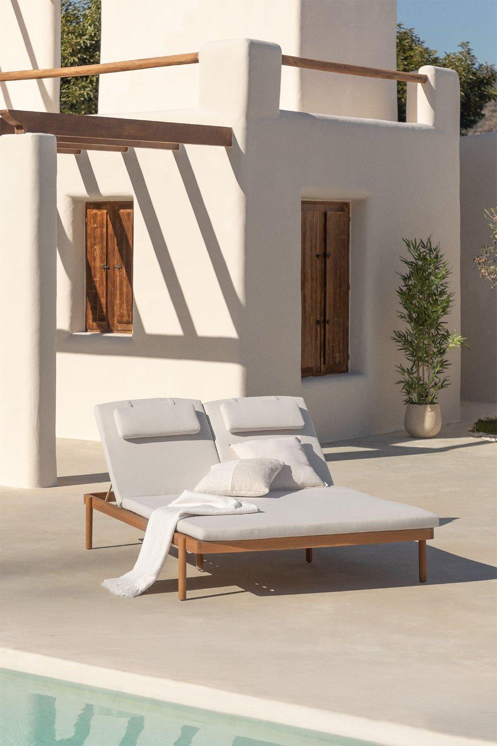 sklum Chaise longue double inclinable en bois d'acacia Aderyn