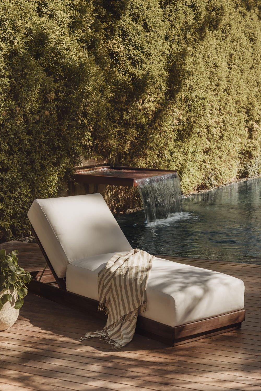 sklum Chaise longue inclinable Lecia en bois d'acacia