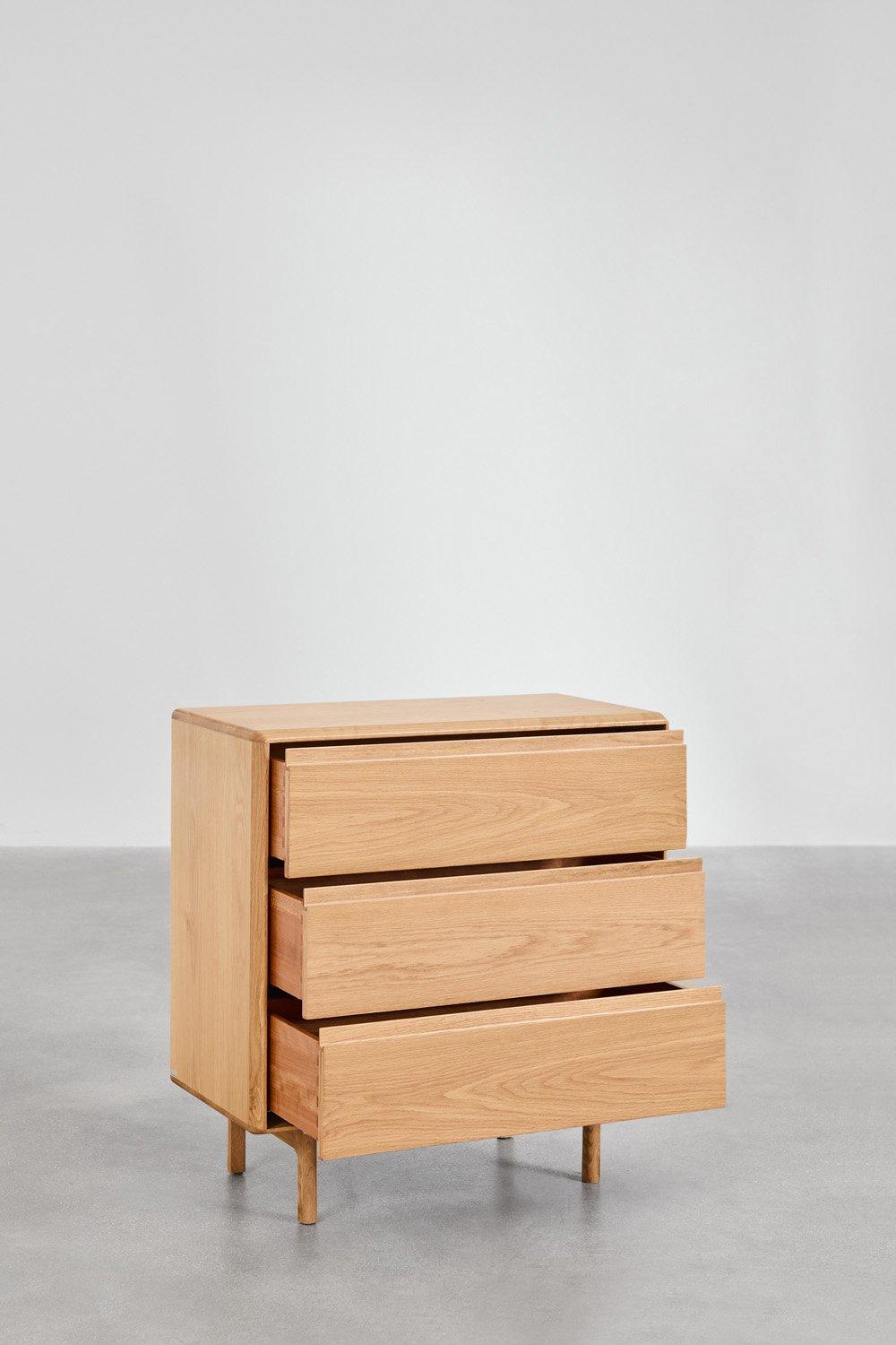 Sklum Cómoda De 3 Cajones En Madera De Roble Treveris