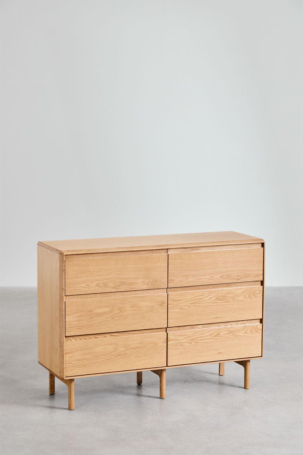Sklum Cómoda De 6 Cajones En Madera De Roble Treveris