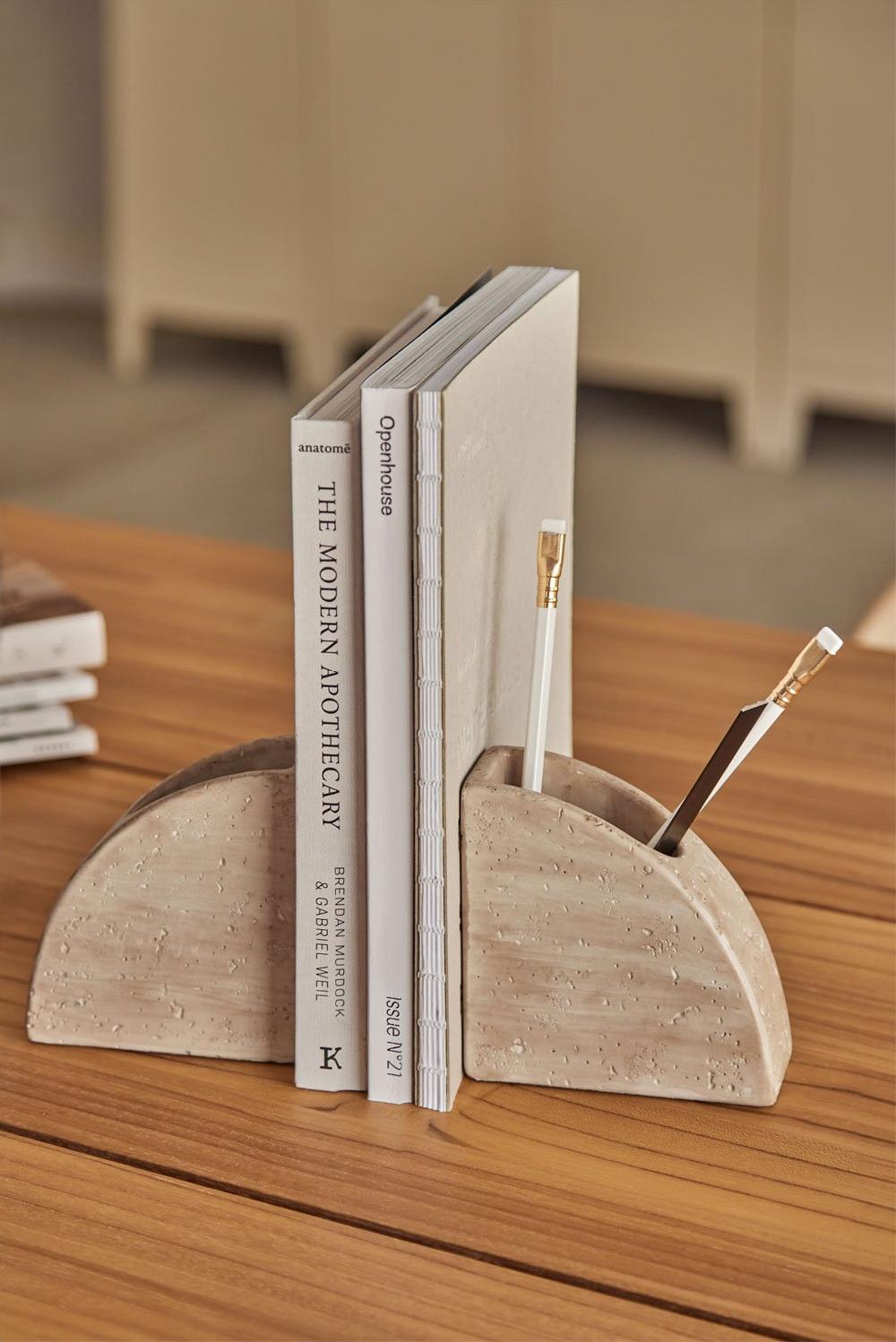 sklum Conjunto de 2 suportes para livros em cimento Coreby